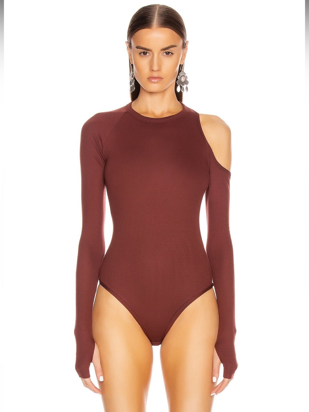 ALIX NYC Eaton Cut Out Bodysuit in Clive Burgundy Maroon Size Medium